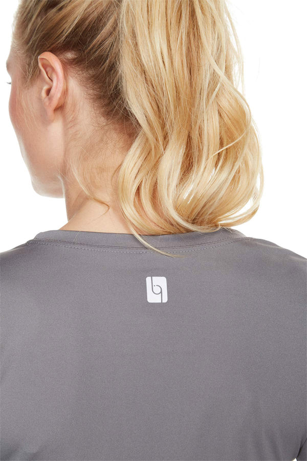 Women's Long Sleeve Antimicrobial Under Scrub Top - Charcoal Grey