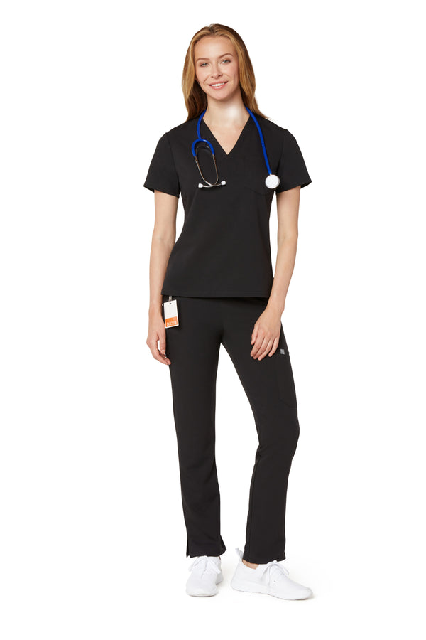 Women's One-Pocket Scrub Top - Black