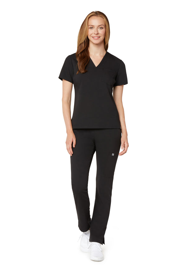 Women's One-Pocket Scrub Top - Black