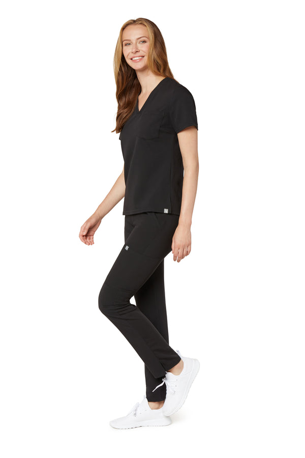 Women's One-Pocket Scrub Top - Black