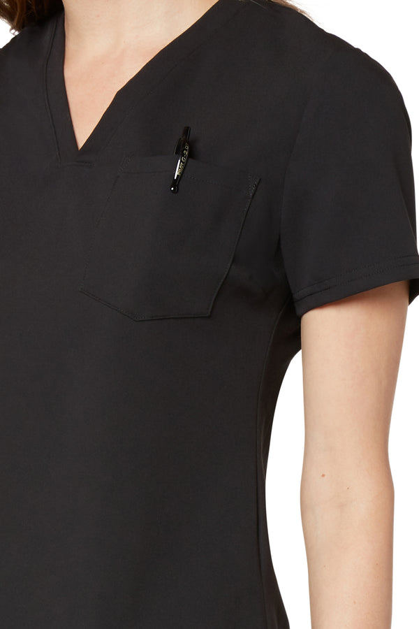 Women's One-Pocket Scrub Top - Black