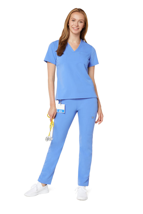 Women's One-Pocket Scrub Top - Ceil Blue