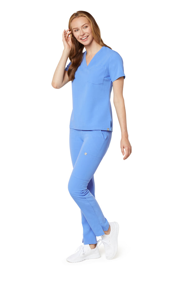 Women's One-Pocket Scrub Top - Ceil Blue