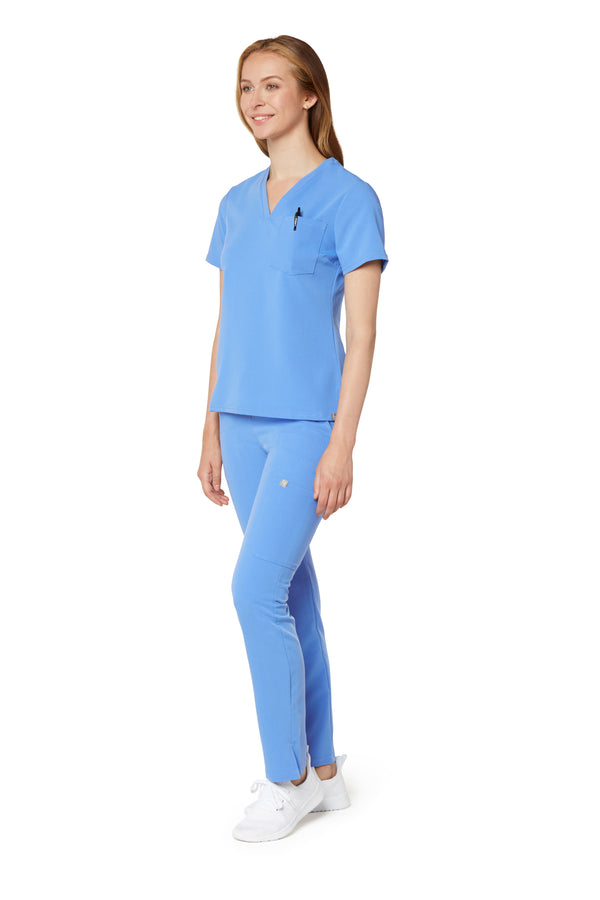 Women's One-Pocket Scrub Top - Ceil Blue