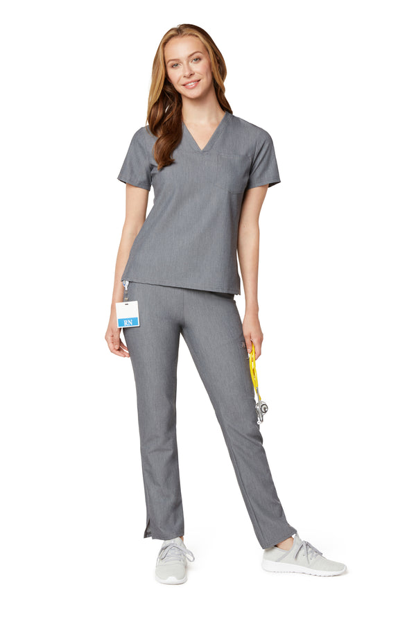 Women's One-Pocket Scrub Top -Graphite