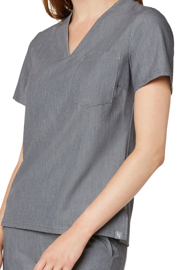 Women's One-Pocket Scrub Top -Graphite
