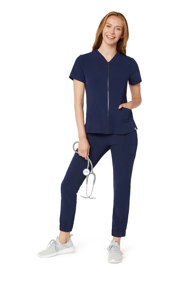 Women's Zipper Top - Navy Blue